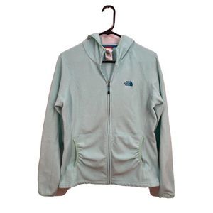 The North Face Full Zip Women's Large Hoodie Mint Green Polartec Fleece Soft